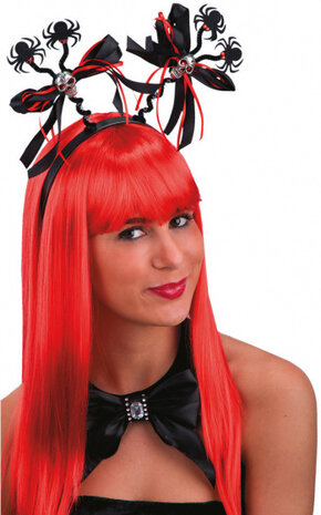 hoofdband halloween dames polyester zwart/rood