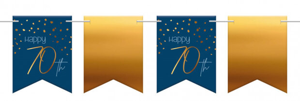 vlaggenlijn ET-70 jaar papier blauw/goud 6 meter