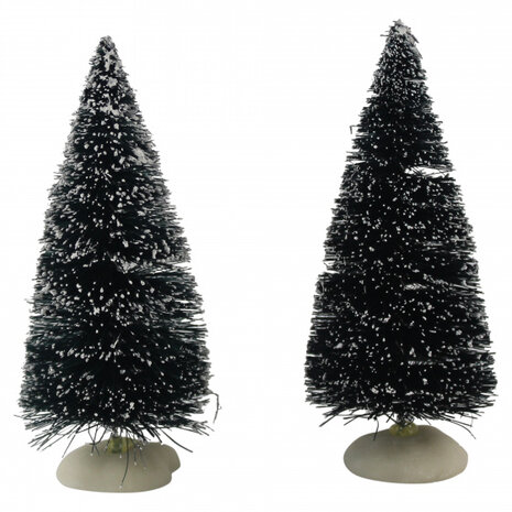 kerstboom kerstdorp 10 cm groen 2 stuks