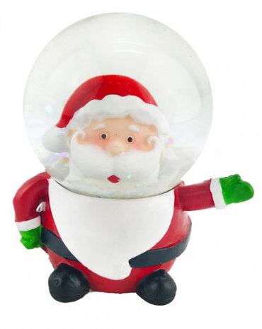 sneeuwbol Kerstman 4,5 x 6 cm glas rood/wit