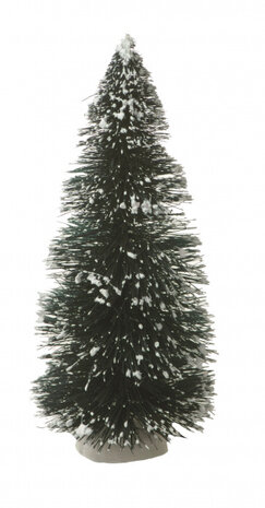 kerstboom besneeuwd kerstdorp 15 cm groen/wit