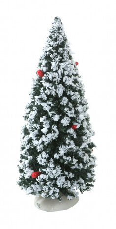 kerstboom besneeuwd kerstdorp 15 cm groen/wit/rood