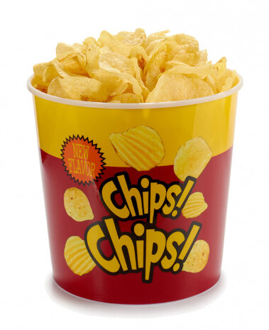 chipsbak 21,5 x 21,5 x 20 cm nikkel rood/geel