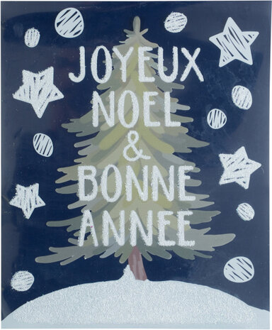 raamsticker Joyeux Noel&nbsp;&amp; Bonne Annee 34,5 x 28,5 cm wit
