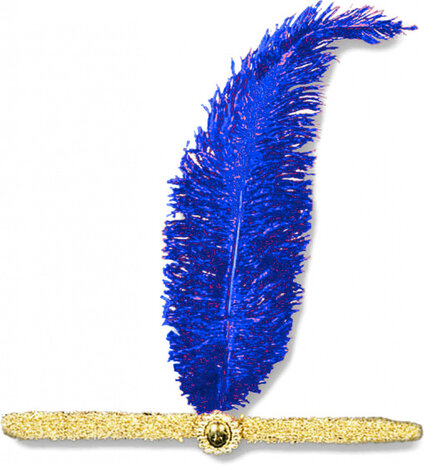 hoofdband charleston 15 cm veren donkerblauw