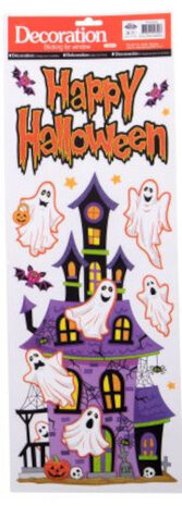 raamstickers Halloween huis 21 x 59 cm vinyl paars
