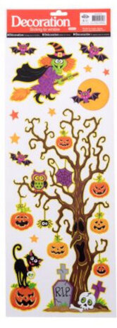 raamstickers Halloween boom 21 x 59 cm vinyl bruin