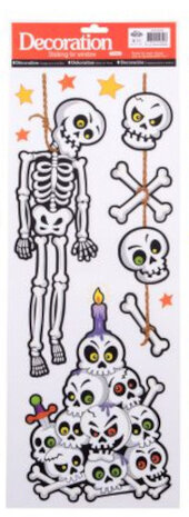raamstickers Halloween skelet 21 x 59 cm vinyl wit