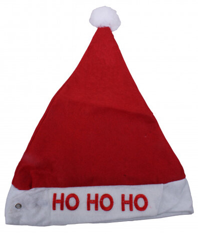 kerstmuts hoho pluche rood/wit one-size