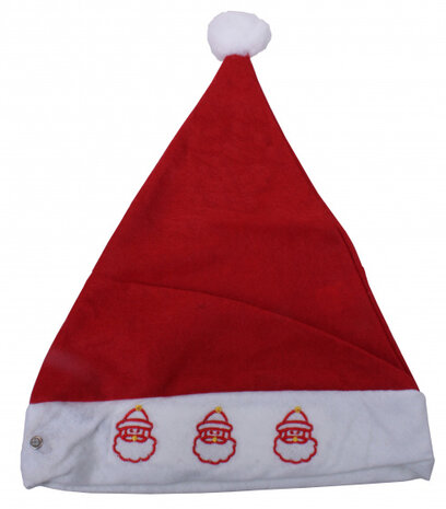kerstmuts kerstmannen pluche rood/wit one-size