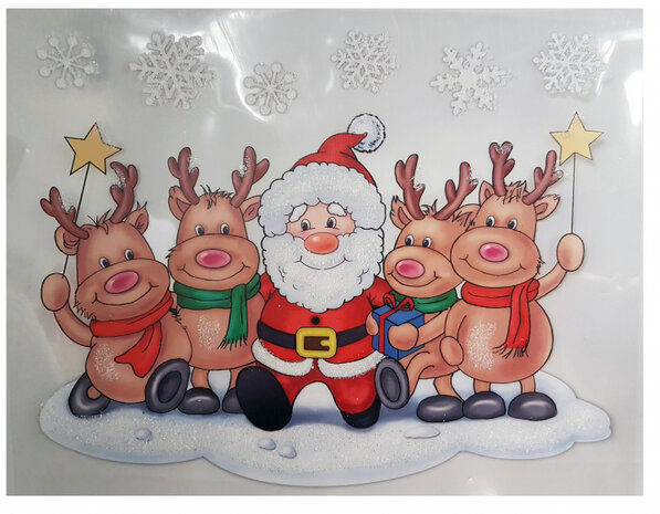 raamsticker Kerstman 28,5 x 34,5 cm wit/rood