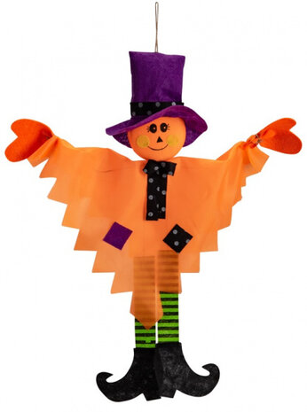 hangdecoratie Halloween pompoen 57 cm oranje
