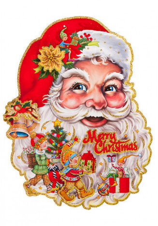 raamsticker Santa 50 x 40 cm rood