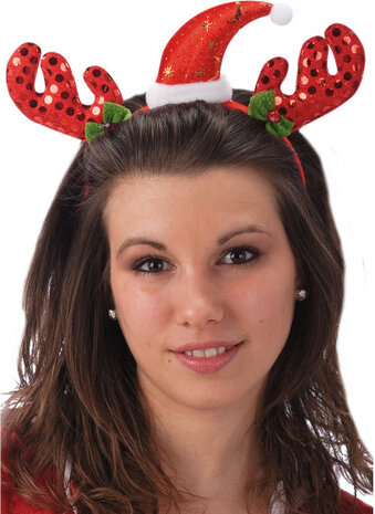 hoofdband Rendier dames rood one-size