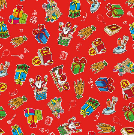 cadeaupapier sinterklaas 200 x 70 cm rood