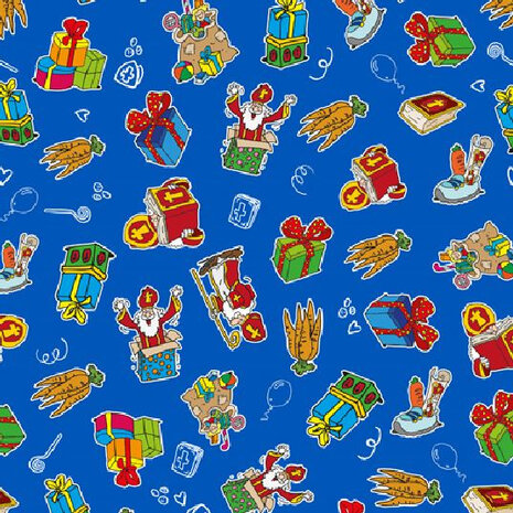 cadeaupapier sinterklaas 200 x 70 cm blauw