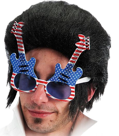 bril Rockstar blauw/rood/wit one-size