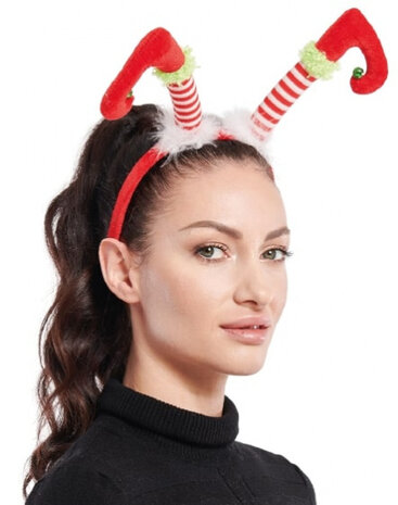 haarband kerstsok polyester rood/wit one-size