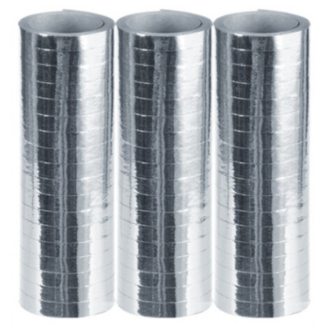 serpentine 4 meter metallic zilver 3 stuks