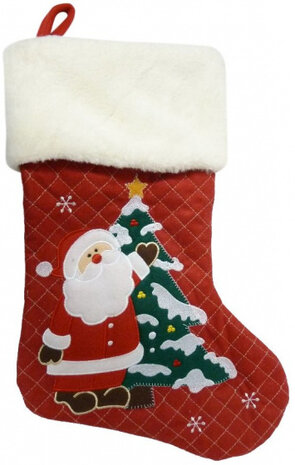 kerstsok Kerstman 45 x 90 cm polyester rood/wit/groen