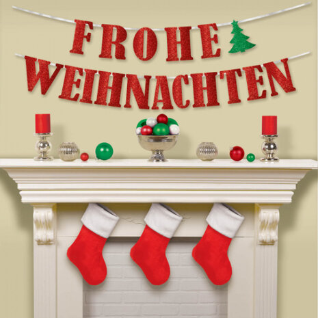 slinger Frohe Weihnachten 365 cm papier rood