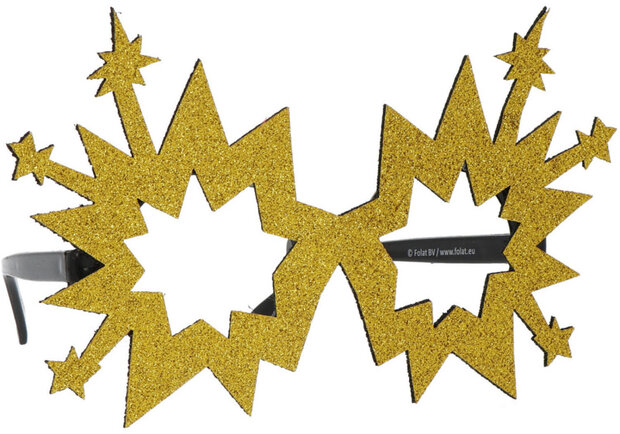 feestbril vuurwerk goud/zwart one-size