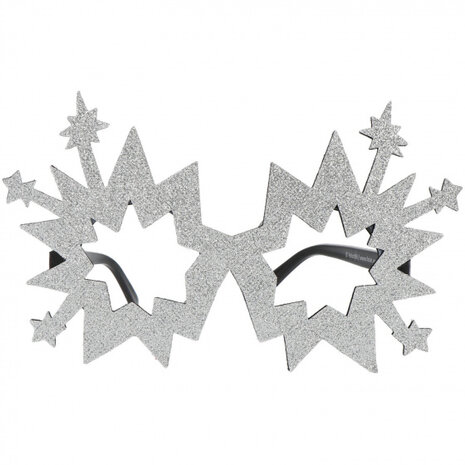 feestbril vuurwerk zilver/zwart one-size