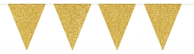 vlaggenlijn glamour glitter 6 meter papier goud