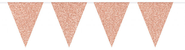 vlaggenlijn glamour glitter 6 meter papier ros&eacute;goud
