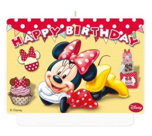 verjaardagskaars Minnie Mouse 15,8 cm karton geel
