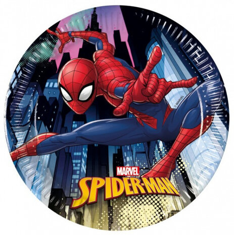 feestborden Spider-Man 20 cm papier blauw 8 stuks
