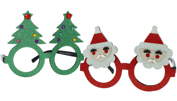 feestbrillen Kerstmis groen/rood one-size 2 stuks