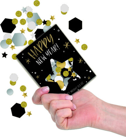 confetti Happy New Year 14 gram papier zwart/zilver