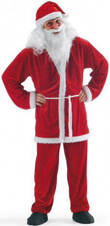 verkleedpak kerstman heren katoen rood/wit mt L/XL