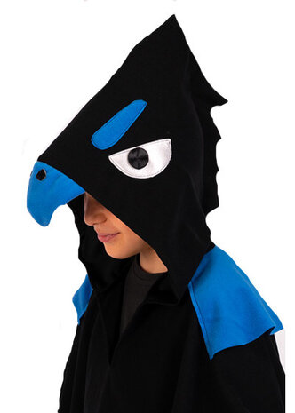 cape kraai junior 50 cm katoen zwart/blauw mt 3-5 jaar