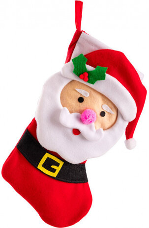 kerstsok kerstman 45 cm vilt rood/wit