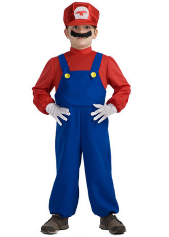 verkleedpak Super Mario jongens rood/blauw maat 122