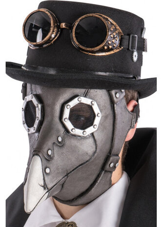 kraaimasker Steampunk latex grijs one-size