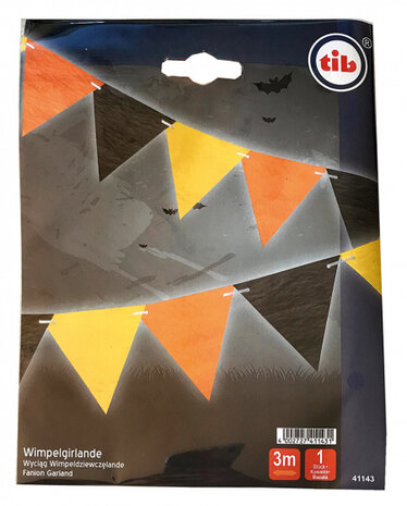 vlaggenlijn 3 meter papier zwart/oranje/geel