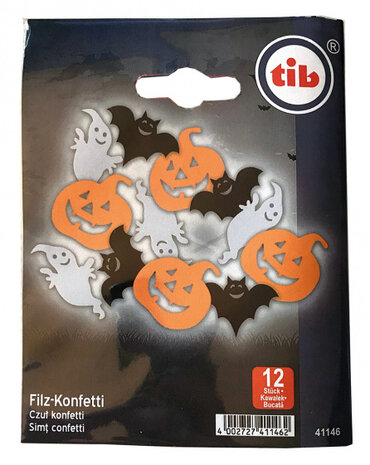 confetti Halloween vilt oranje/zwart/wit 12-delig