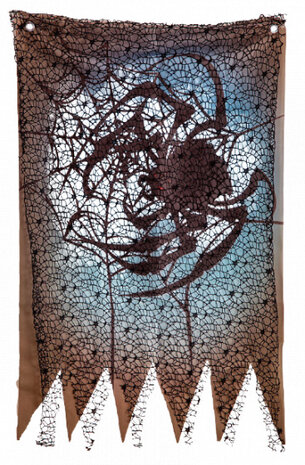 halloweengordijn Macram&eacute; 80 cm polyester zwart