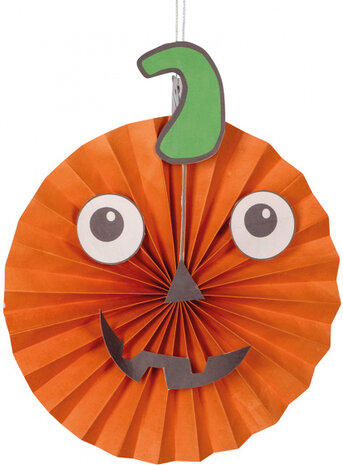 hangdecoratie Halloween 20 cm papier oranje/groen