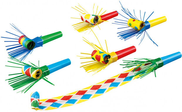 roltongen 30 cm papier groen/geel/blauw/rood 6 stuks