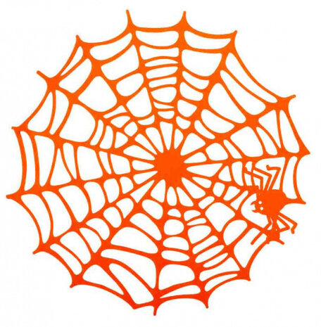 spinnenweb met spin 38 cm nylon oranje