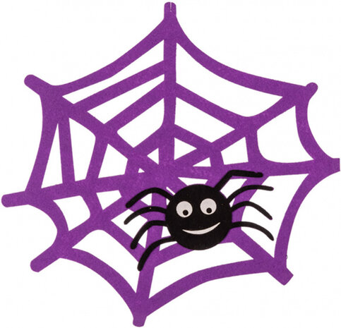 hangdecoratie spinnenweb 42 cm vilt paars/zwart