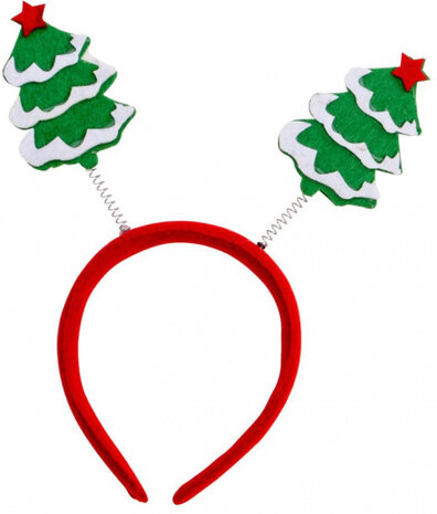 haardband kerstboom groen/rood one-size
