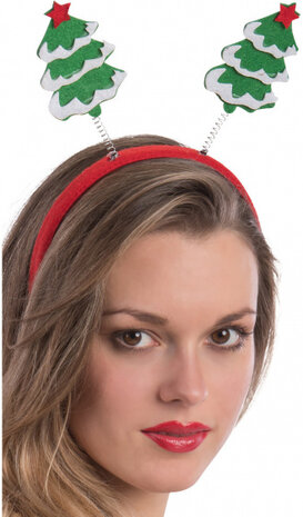 haardband kerstboom groen/rood one-size
