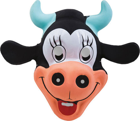 verkleedmasker stier junior 30 cm zwart/roze