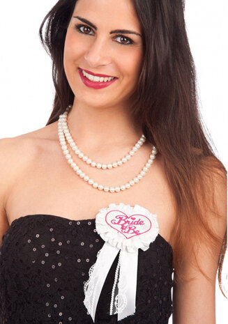 rozet bride to be dames 10 x 16 cm satijn wit