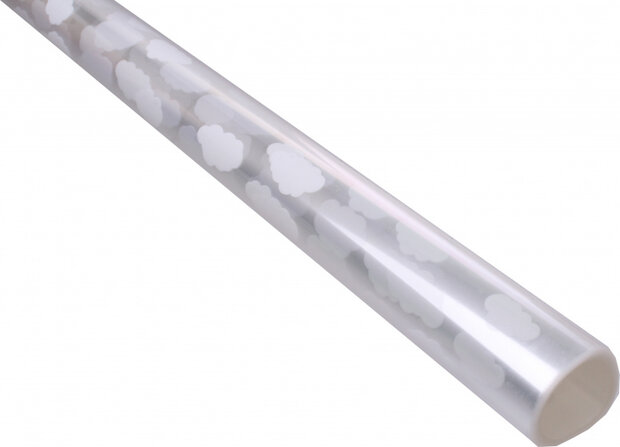 cadeaufolie wolken 100 x 200 cm transparant/wit
